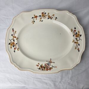 Vintage Alfred Meakin Marigold Windmill Serving Platter England 16" Cottage Farm